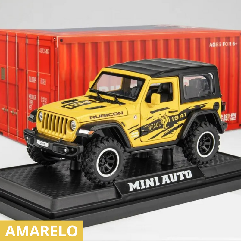 Miniatura Off-Road 7 portas Metal Wrangler Diecast Toy Escala 1:32, Som e luz, portas abertas