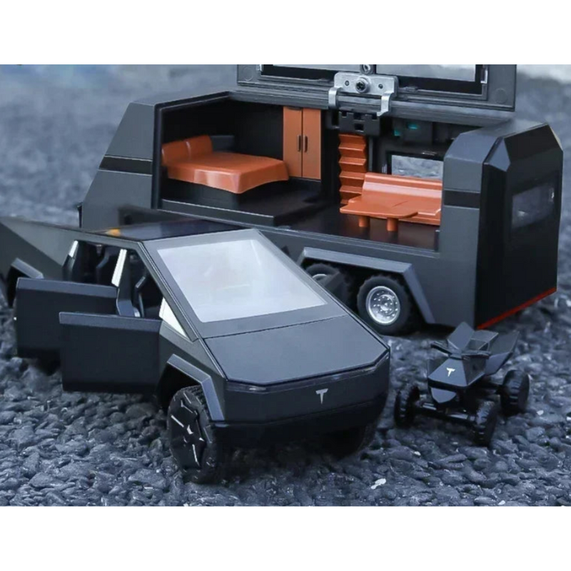 Cybertruck Pickup Trailer do Futuro, Metal Som e Luz Escala 1:32 + Carrinho de Presente