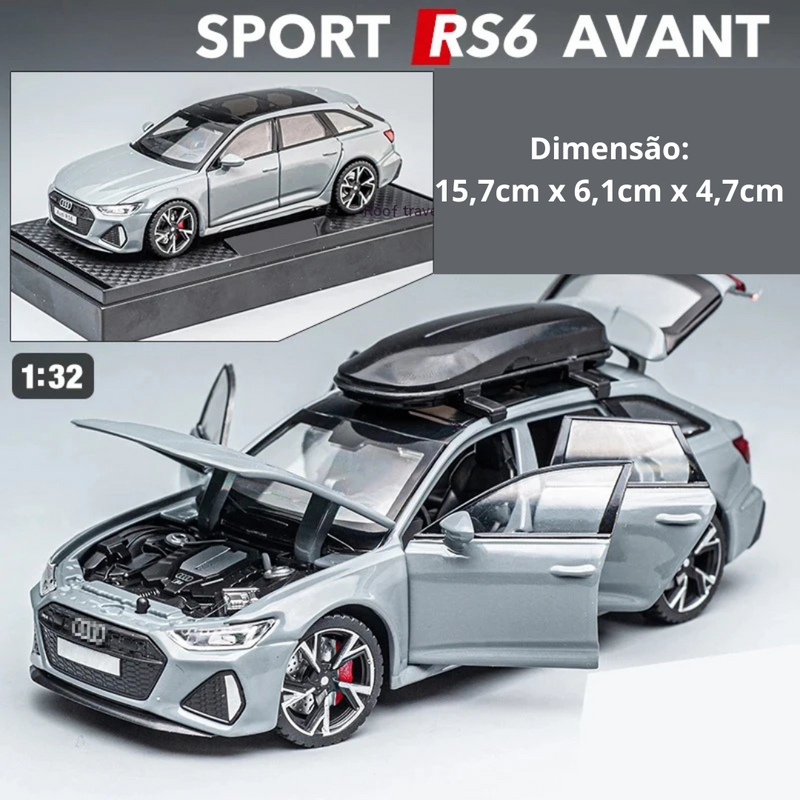 Miniatura Audi Sport Avant  Modelo RS6 Metal, Escala 1:32 Com Som e Luz