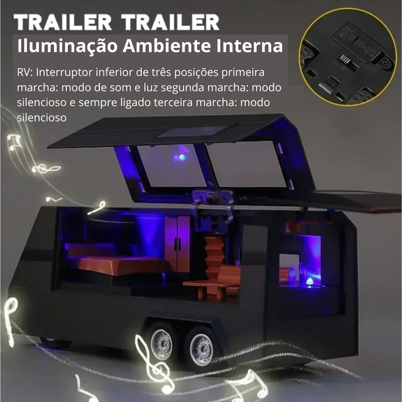 Cybertruck Pickup Trailer do Futuro, Metal Som e Luz Escala 1:32 + Carrinho de Presente