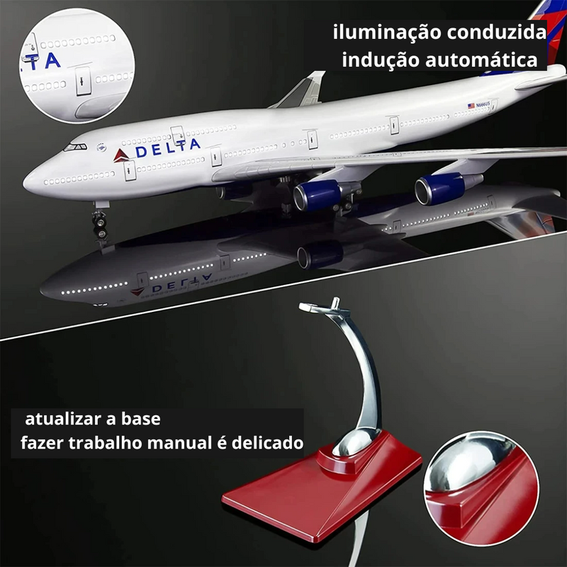 Miniatura Avião Airbus A380 Air France Com Luz LED e Rodas, Escala 1:160