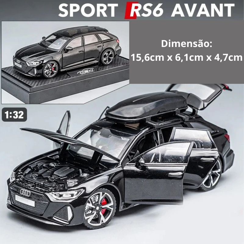 Miniatura Audi Sport Avant  Modelo RS6 Metal, Escala 1:32 Com Som e Luz