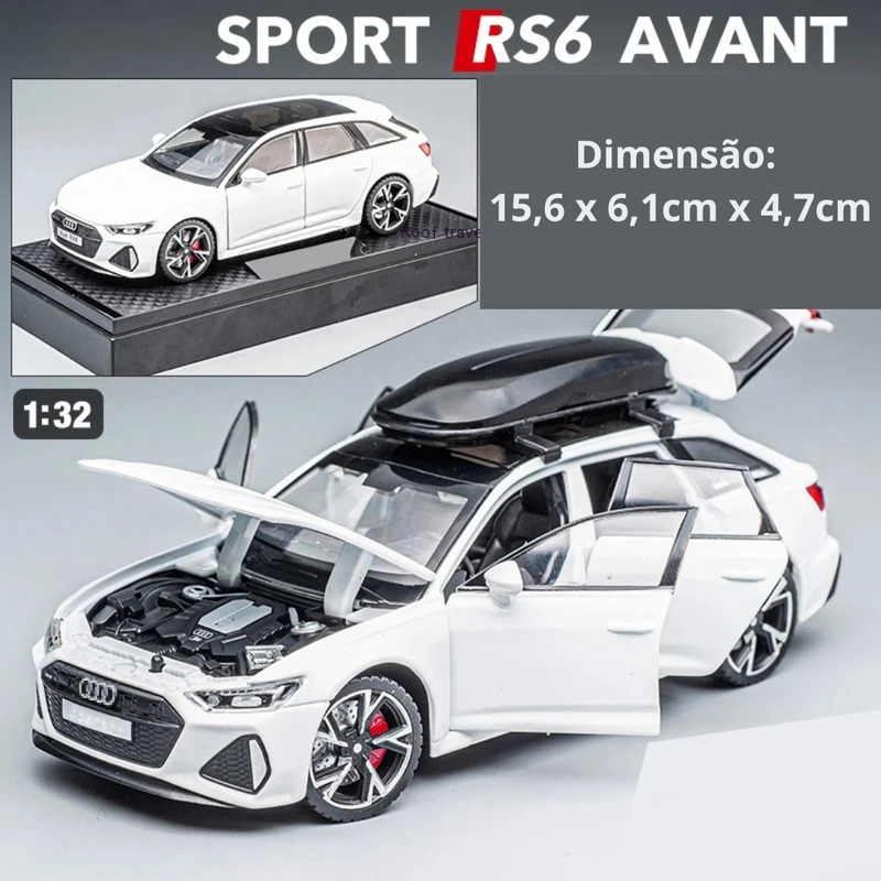 Miniatura Audi Sport Avant  Modelo RS6 Metal, Escala 1:32 Com Som e Luz