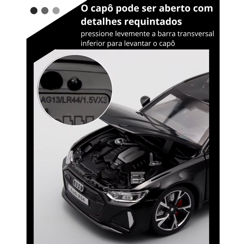 Miniatura Audi Sport Avant  Modelo RS6 Metal, Escala 1:32 Com Som e Luz