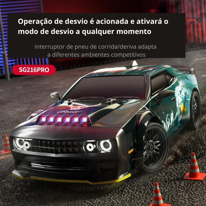 Carro drift RC com faróis LED; luzes de teto LED  velocidade de 70Km/h ou 40km/h com controle remoto