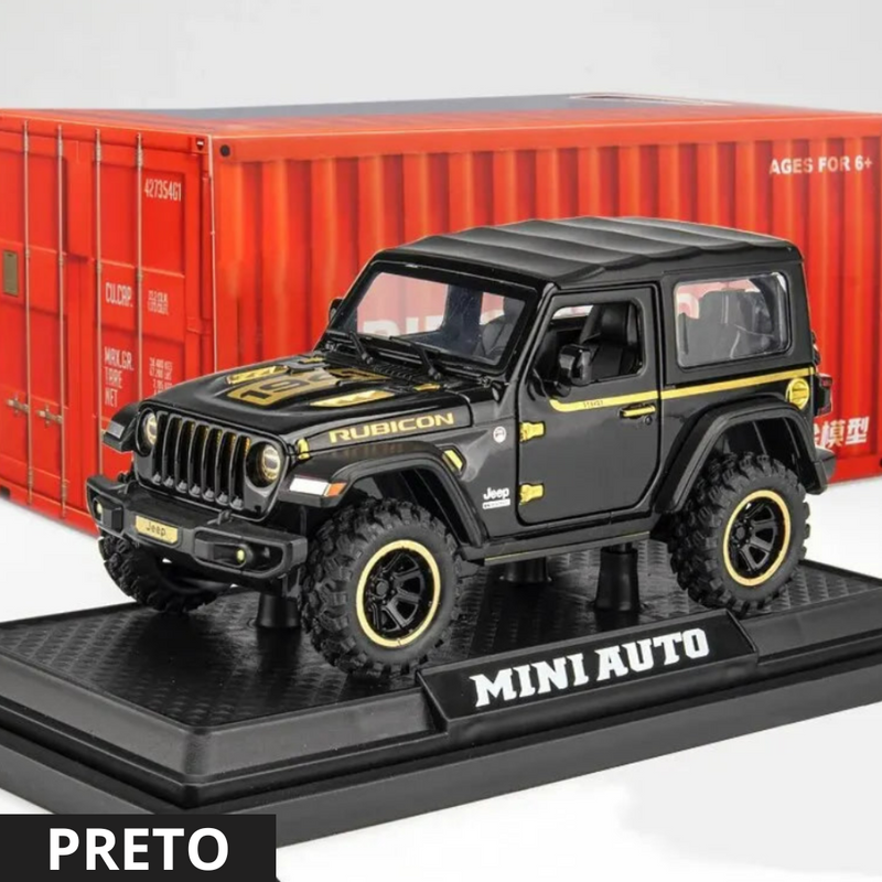 Miniatura Off-Road 7 portas Metal Wrangler Diecast Toy Escala 1:32, Som e luz, portas abertas