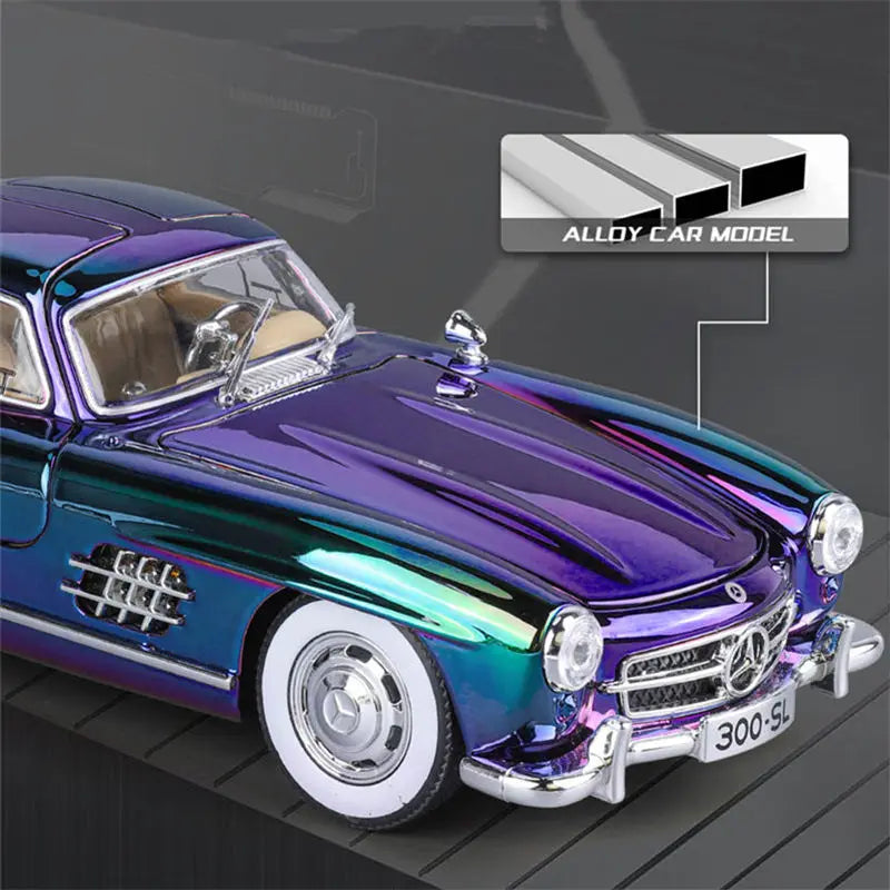 Miniatura Benzs 300SL Escala 1:24 Diecast Metal Com Som e Luz