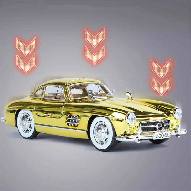 Miniatura Benzs 300SL Escala 1:24 Diecast Metal Com Som e Luz