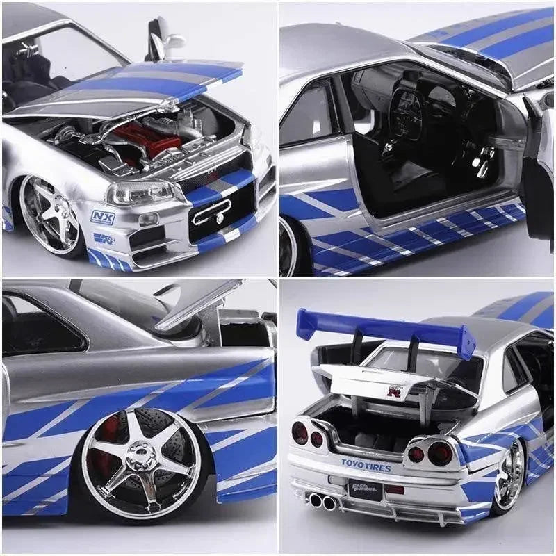 Miniatura Nissan GTR R34 Skyline Metal Escala 1:24 Velozes e Furiosos