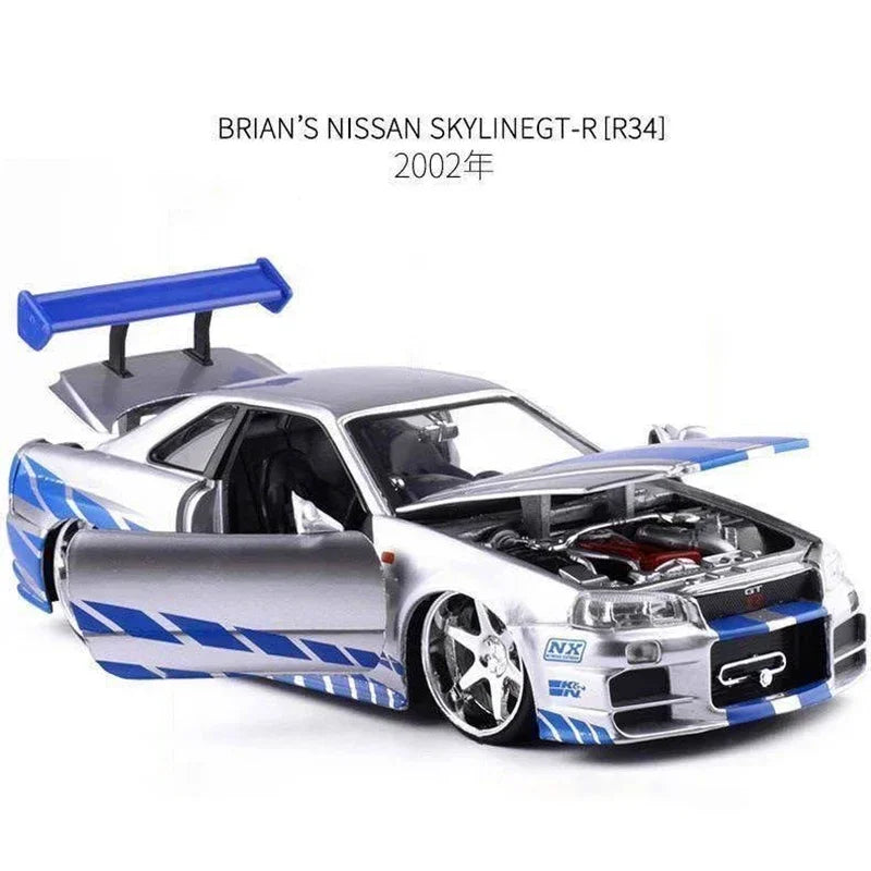 Miniatura Nissan GTR R34 Skyline Metal Escala 1:24 Velozes e Furiosos