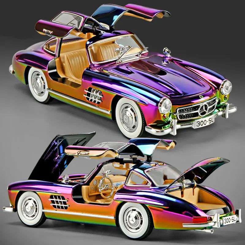 Miniatura Benzs 300SL Escala 1:24 Diecast Metal Com Som e Luz