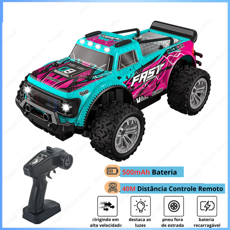 Brinquedo Carro Off-Road KF23 2.4G RC Com Luz LED 2WD KF24 Controle Remoto Escala 1:20