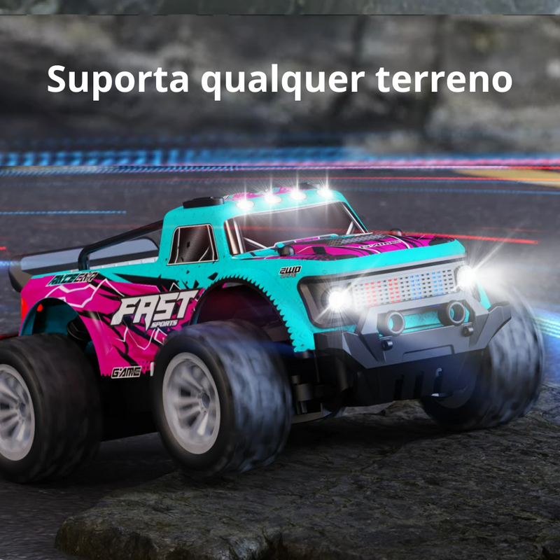 Brinquedo Carro Off-Road KF23 2.4G RC Com Luz LED 2WD KF24 Controle Remoto Escala 1:20