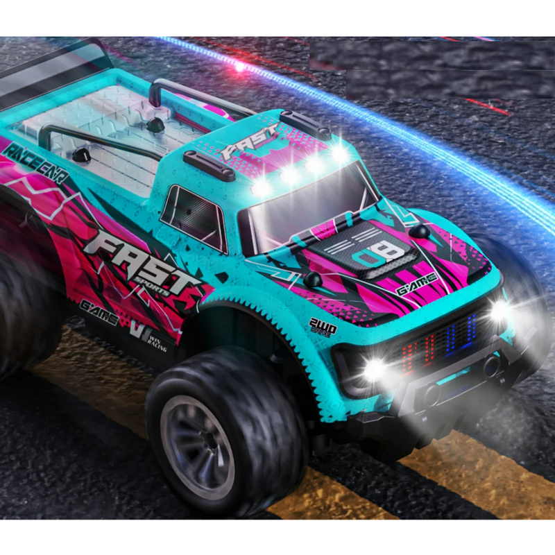 Brinquedo Carro Off-Road KF23 2.4G RC Com Luz LED 2WD KF24 Controle Remoto Escala 1:20