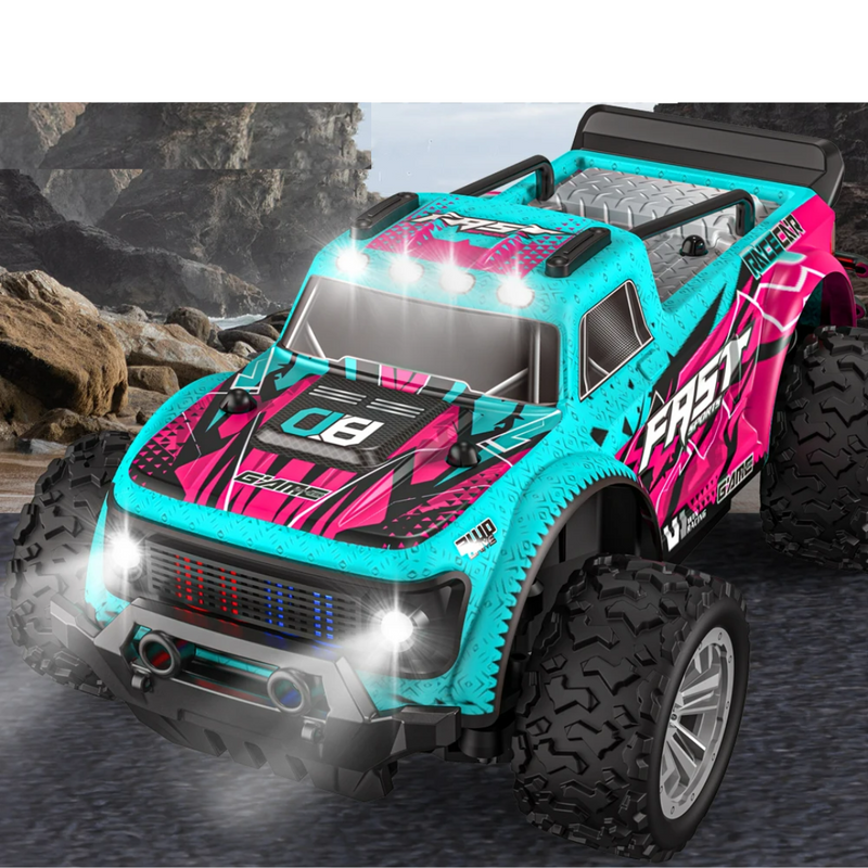 Brinquedo Carro Off-Road KF23 2.4G RC Com Luz LED 2WD KF24 Controle Remoto Escala 1:20