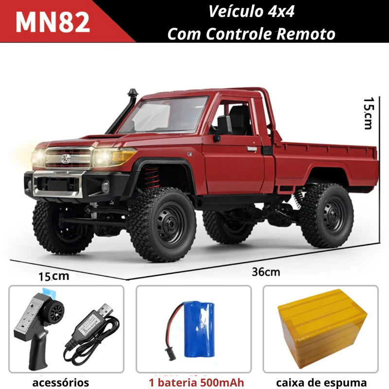 Brinquedo Toyota Land Cruiser 1979 Controle Remoto Escala 1:12 Com Luzes LED