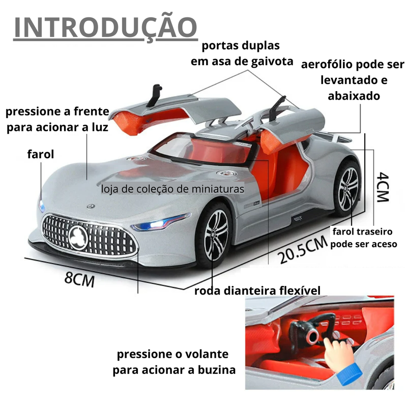 Miniatura, AMG Vision GT Metal Escala 1:24 Com Som, Luz e Buzina