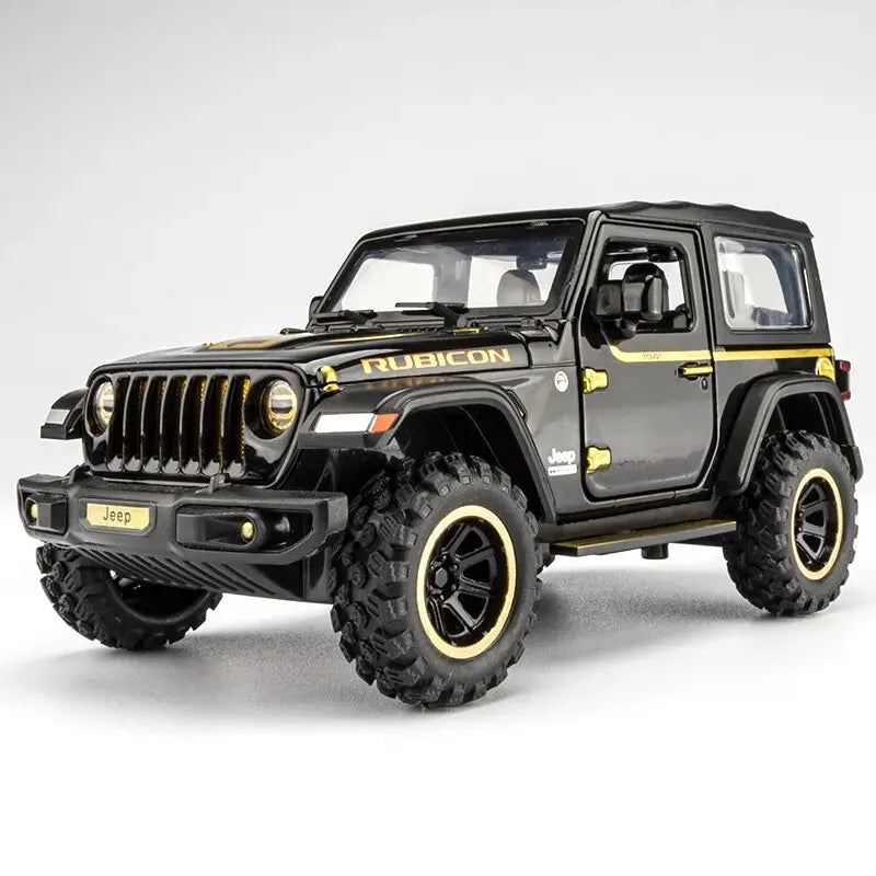 Miniatura Off-Road 7 portas Metal Wrangler Diecast Toy Escala 1:32, Som e luz, portas abertas