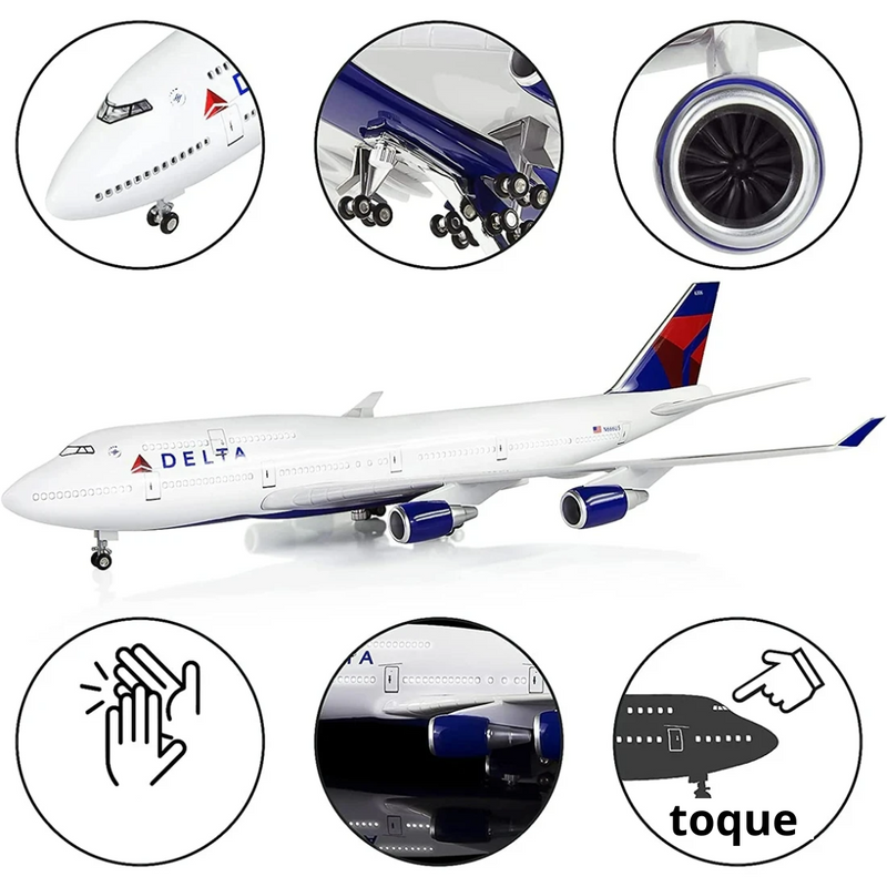 Miniatura Avião Airbus A380 Air France Com Luz LED e Rodas, Escala 1:160